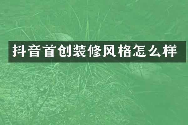 抖音首创装修风格怎么样