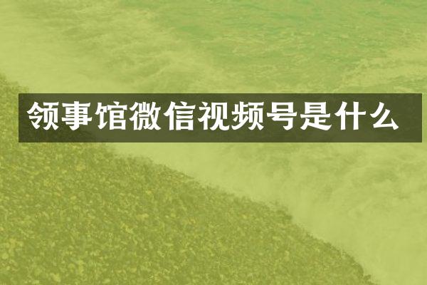 领事馆微信视频号是什么