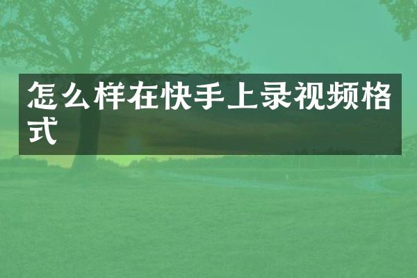 怎么样在快手上录视频格式