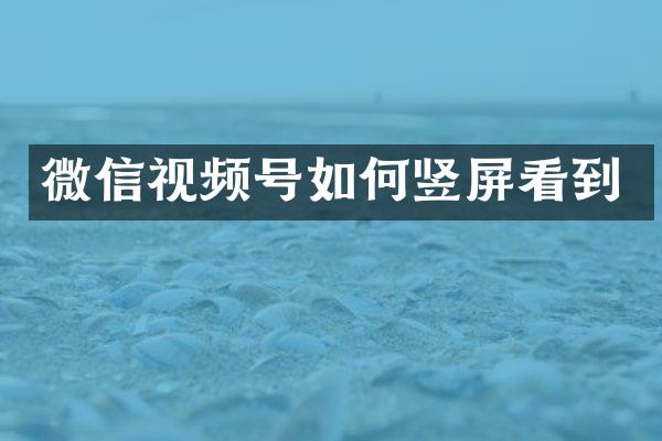 微信视频号如何竖屏看到
