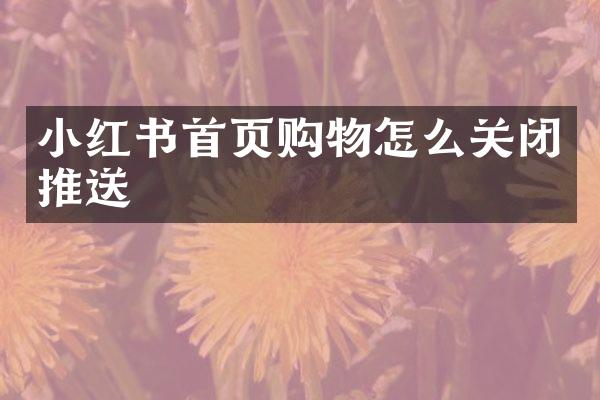 小红书首页购物怎么关闭推送