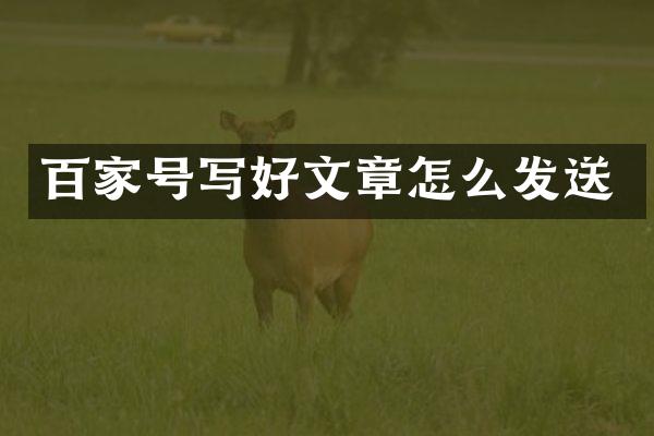 百家号写好文章怎么发送