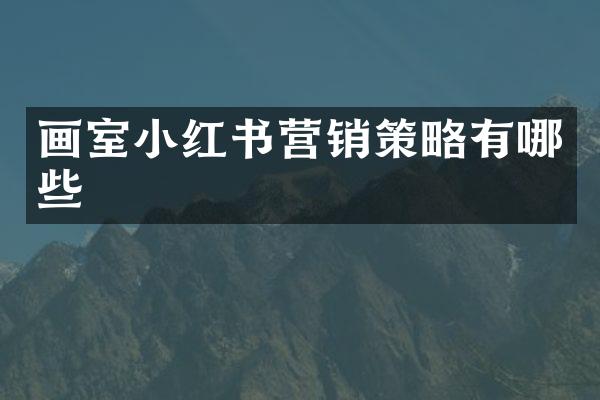 画室小红书营销策略有哪些