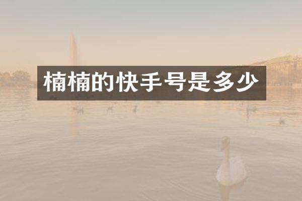 楠楠的快手号是多少