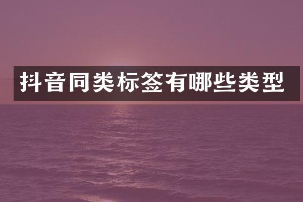 抖音同类标签有哪些类型