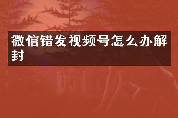 微信错发视频号怎么办解封