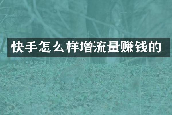 快手怎么样增流量赚钱的