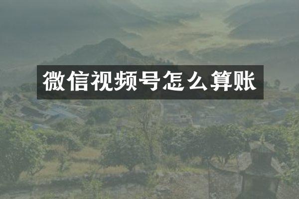 微信视频号怎么算账