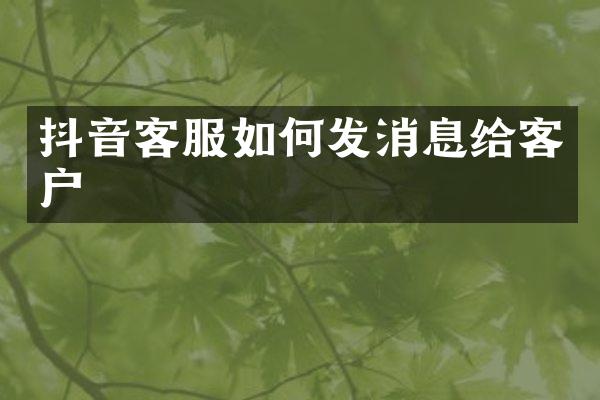 抖音客服如何发消息给客户