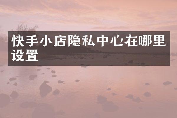快手小店隐私中心在哪里设置
