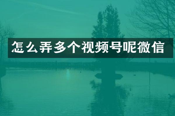 怎么弄多个视频号呢微信