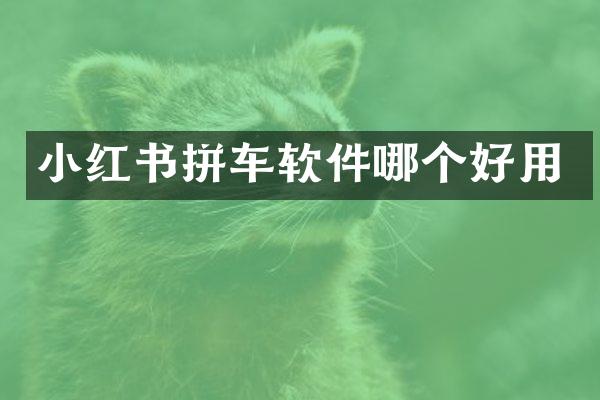 小红书拼车软件哪个好用