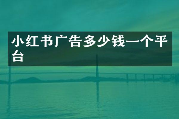 小红书广告多少钱一个平台