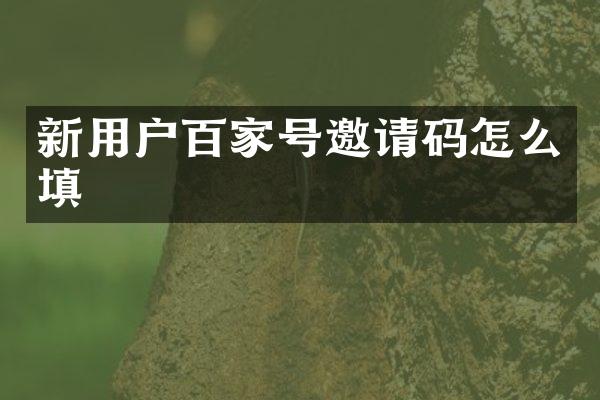 新用户百家号邀请码怎么填