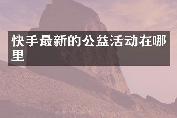 快手最新的公益活动在哪里