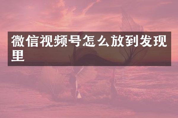 微信视频号怎么放到发现里