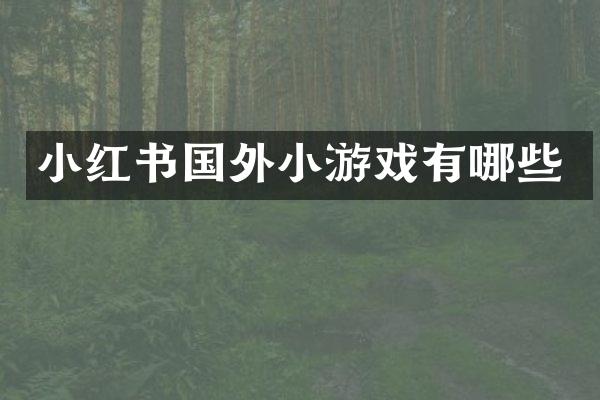 小红书国外小游戏有哪些