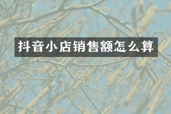 抖音小店销售额怎么算