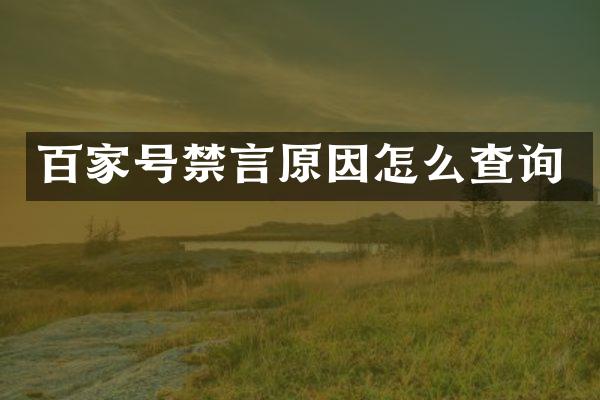百家号禁言原因怎么查询