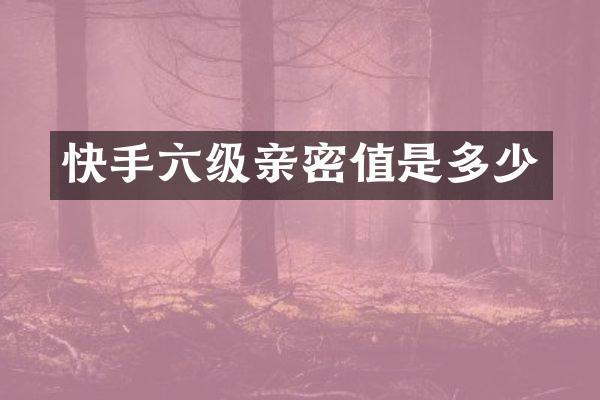 快手六级亲密值是多少