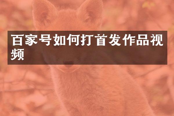 百家号如何打首发作品视频