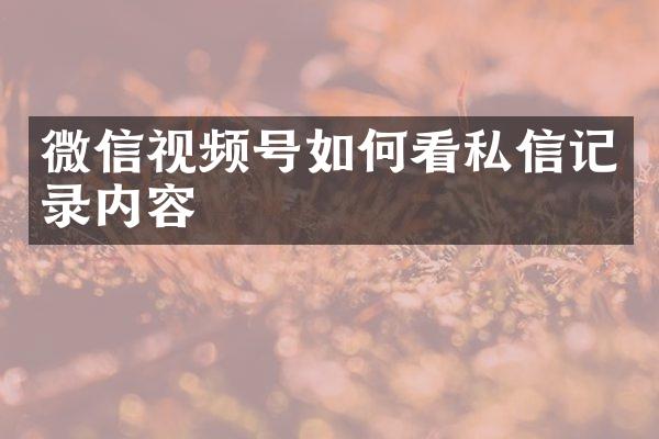 微信视频号如何看私信记录内容