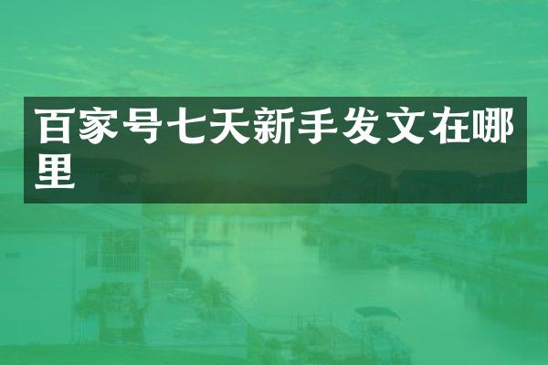 百家号七天新手发文在哪里