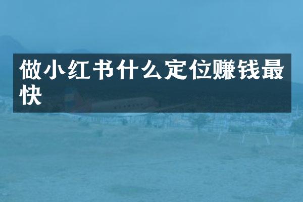做小红书什么定位赚钱最快