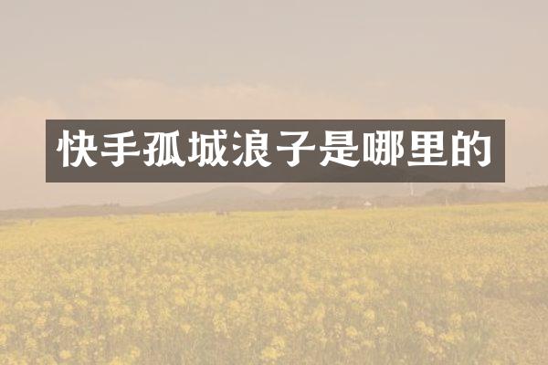 快手孤城浪子是哪里的