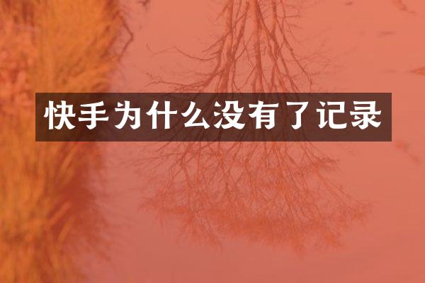 快手为什么没有了记录