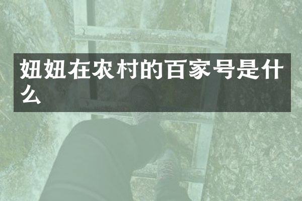 妞妞在农村的百家号是什么