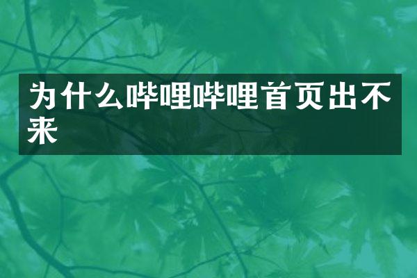 为什么哔哩哔哩首页出不来