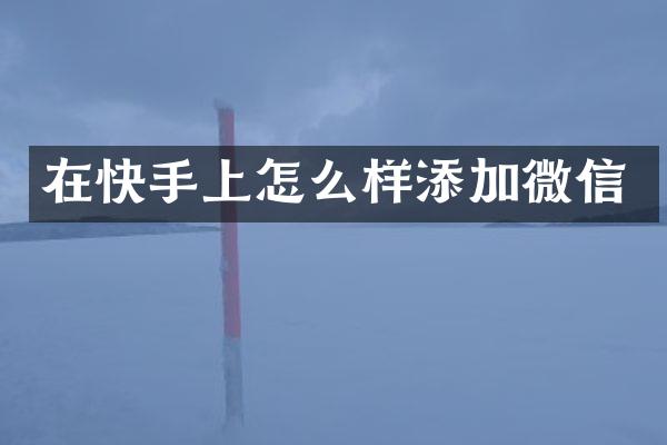 在快手上怎么样添加微信