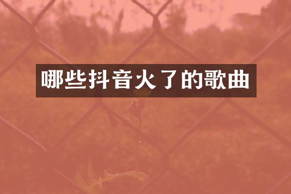 哪些抖音火了的歌曲