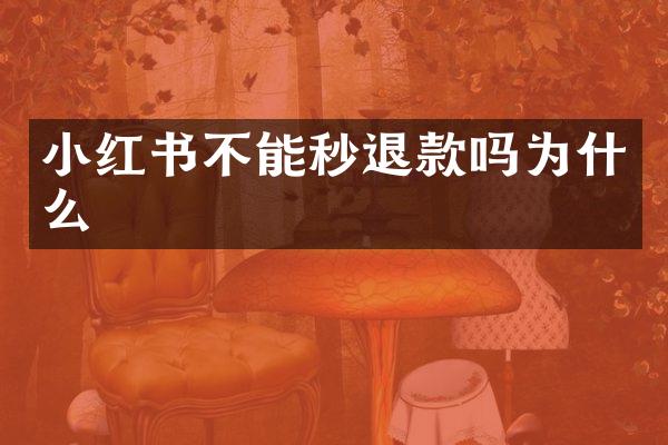 小红书不能秒退款吗为什么