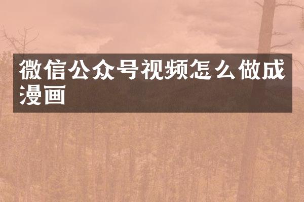 微信公众号视频怎么做成漫画