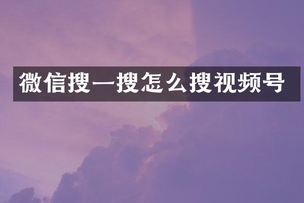 微信搜一搜怎么搜视频号
