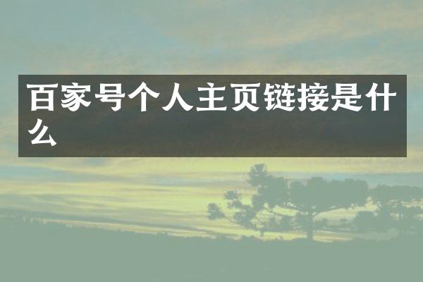 百家号个人主页链接是什么