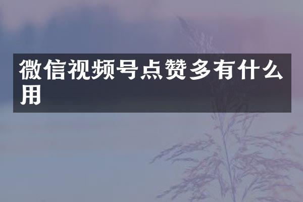 微信视频号点赞多有什么用