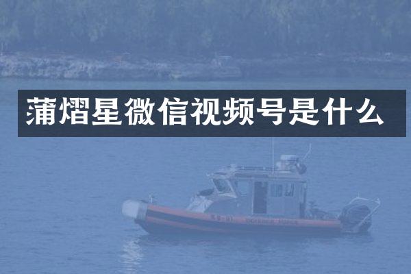 蒲熠星微信视频号是什么