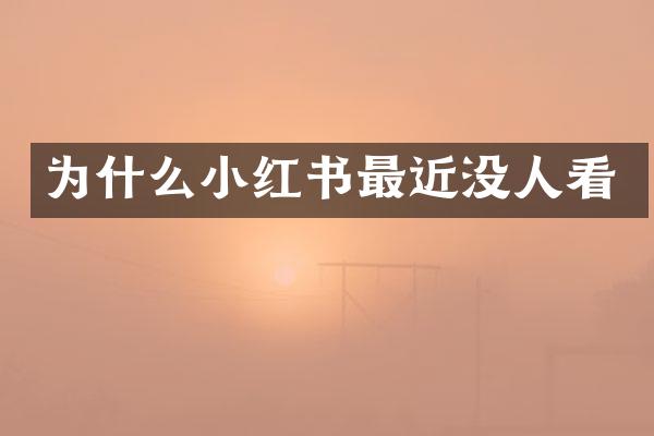 为什么小红书最近没人看