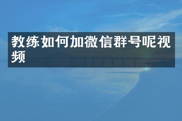 教练如何加微信群号呢视频