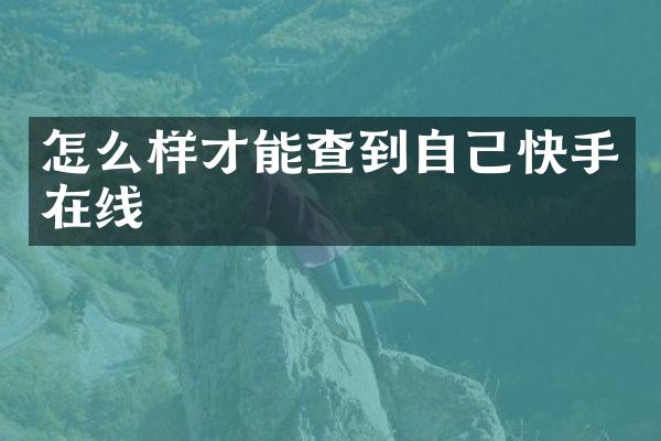 怎么样才能查到自己快手在线
