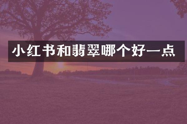 小红书和翡翠哪个好一点
