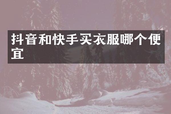 抖音和快手买衣服哪个便宜