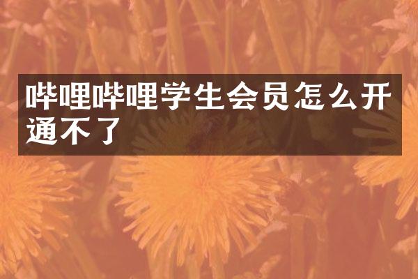 哔哩哔哩学生会员怎么开通不了