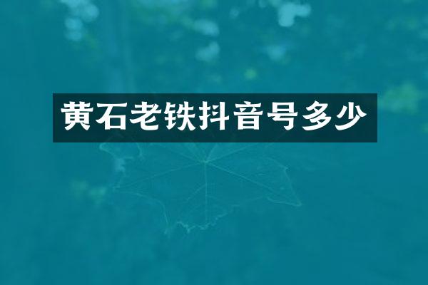 黄石老铁抖音号多少