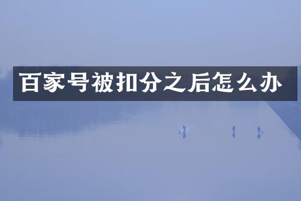 百家号被扣分之后怎么办