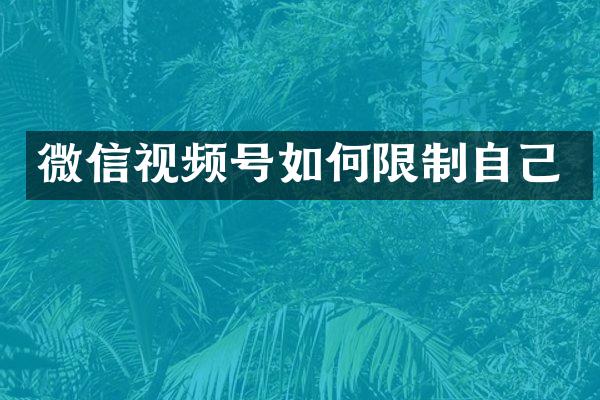 微信视频号如何限制自己