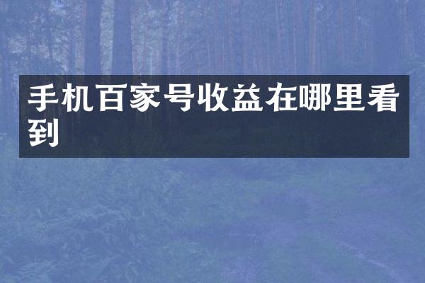 手机百家号收益在哪里看到